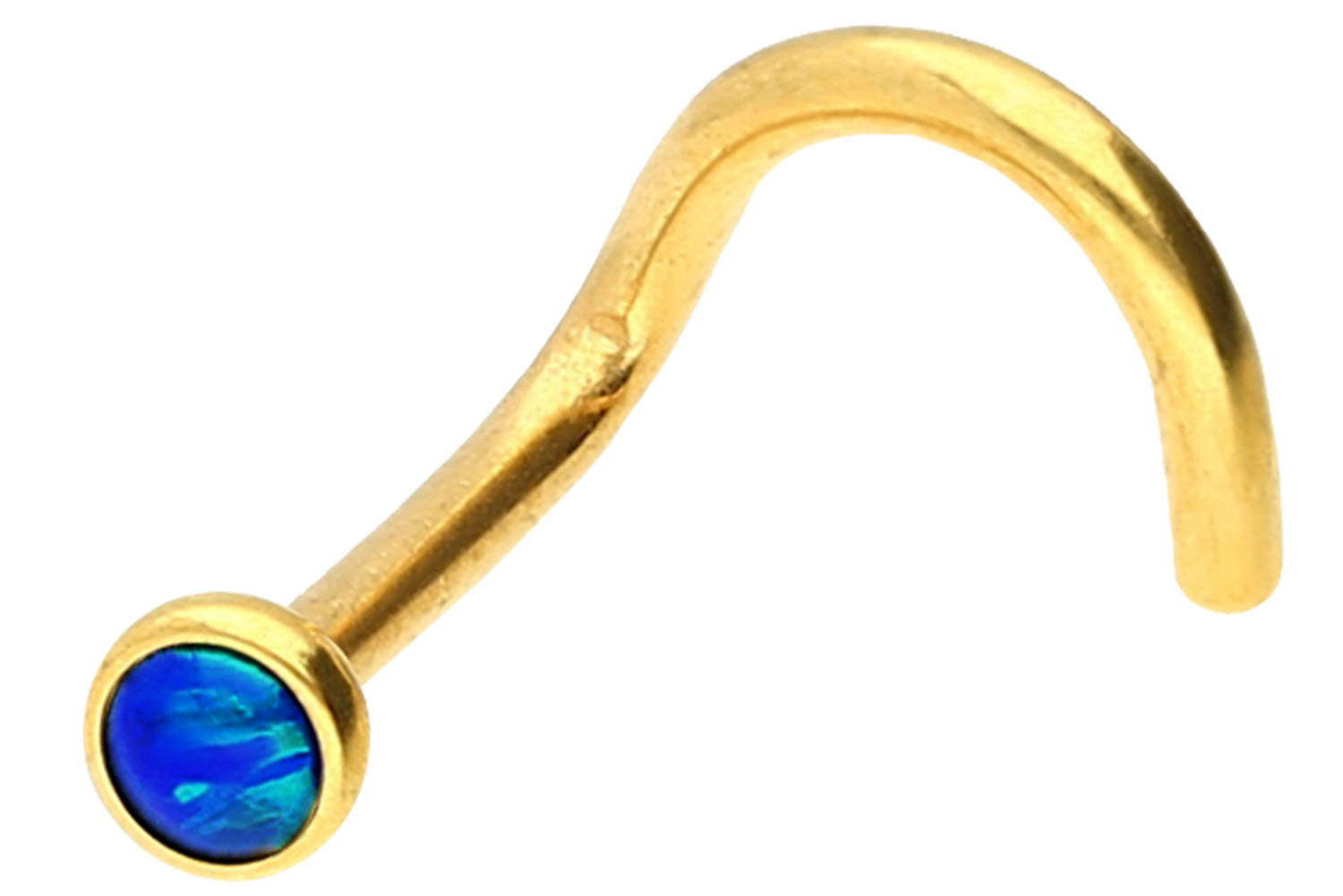 Chirurgenstahl Nasenstecker Nasenpiercing Spirale DISC + SYNTHETISCHER OPAL ++SALE++